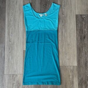 Derek Heart Turquoise Two-Tone Scoop Neck Mini Dress